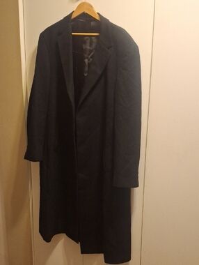 PRONTOMODA Men's Black Long Overcoat - Classic Tailored Coat.